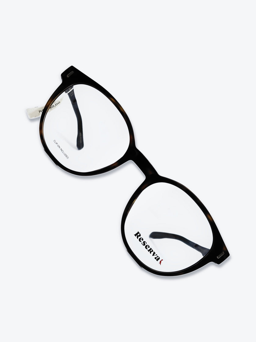 Armação Masculina Reserva RSV2621 Redonda Preto e Amarelo Tartaruga com Clip-on - foto 10