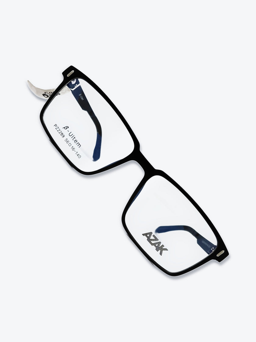 Armação Masculina AZAK PZ2289 Retangular Preto com Clip-on - foto 10