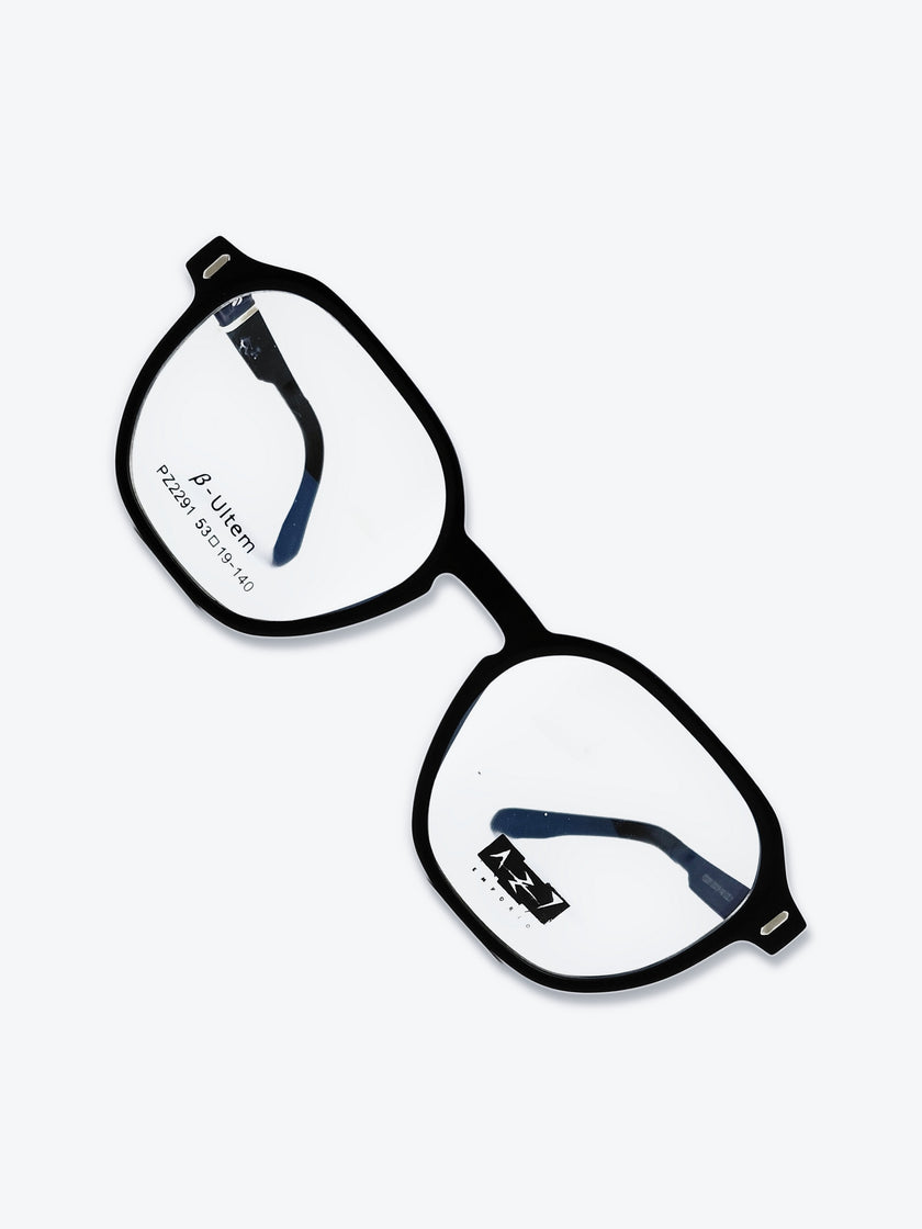 Armação Masculina AZAK PZ2291 Geométrica ou Sextavada Preto com Clip-on - foto 10