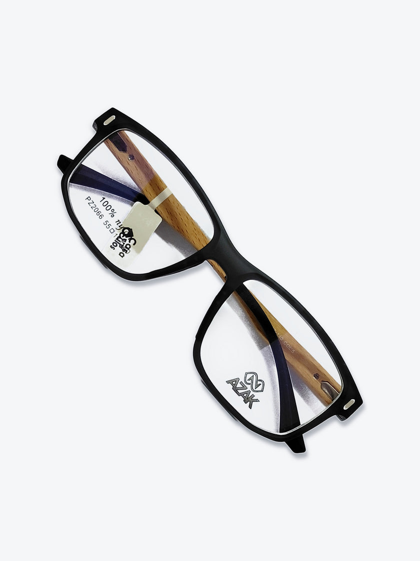 Armação Masculina AZAK PZ2066 Retangular Cinza e Madeira com Clip-on - foto 10