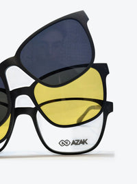 Armação Masculina AZAK T621 C2M Retangular Preto e Cinza com Clip-on - foto 13