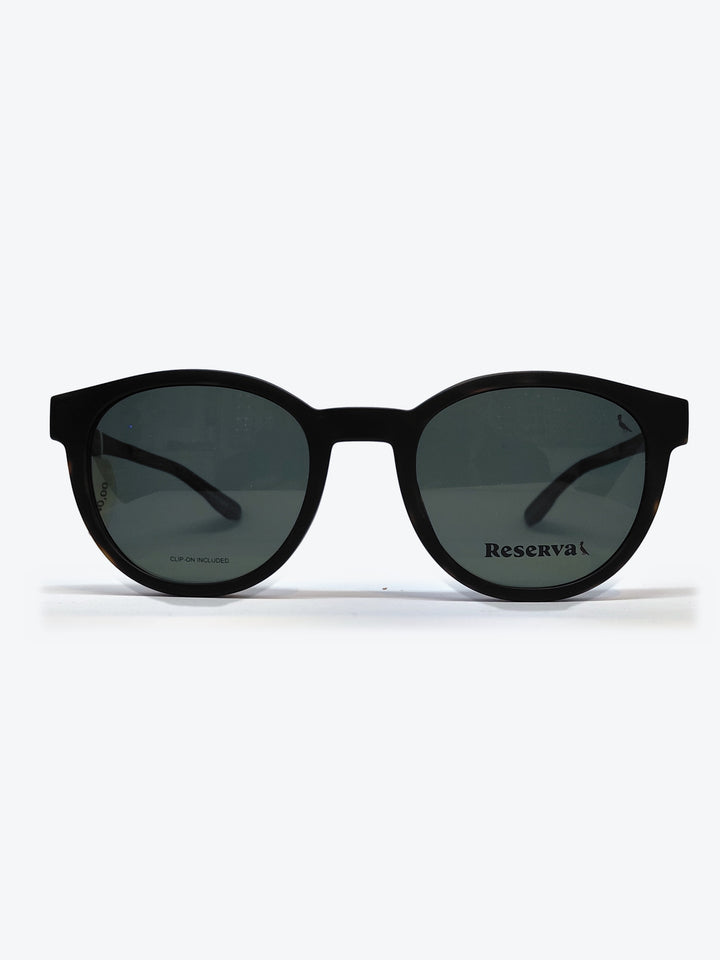 Armação Masculina Reserva RSV2621 Redonda Preto e Amarelo Tartaruga com Clip-on - foto 1