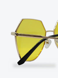 Óculos de Sol 9819 Geométrico ou Sextavado Dourado e Lentes Amarelas - foto 1