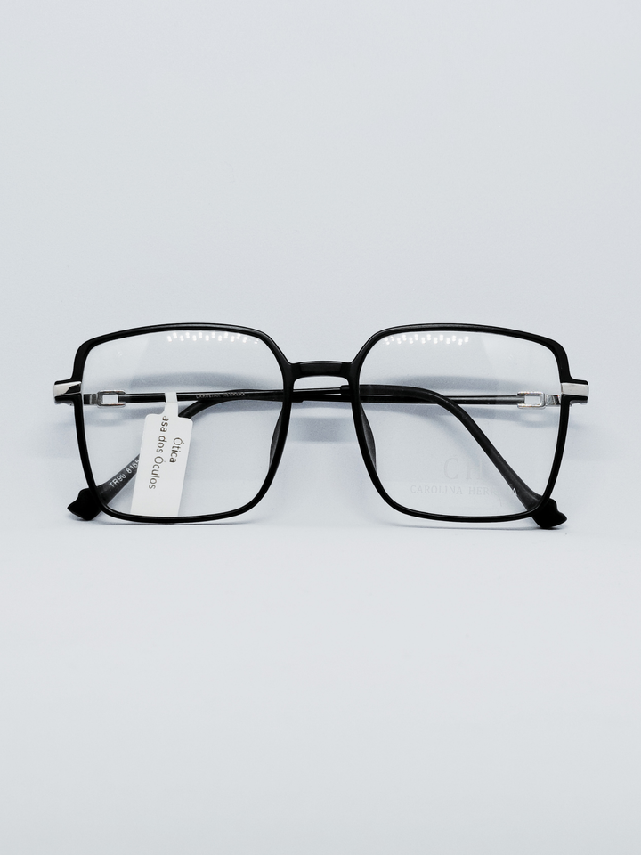 Armação Feminina TR90 8165 Quadrada Preto e Prata - foto 1