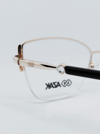 Armação Feminina AZAK HZ4538 Meio Aro (fio de nylon) Dourado e Preto - foto 1