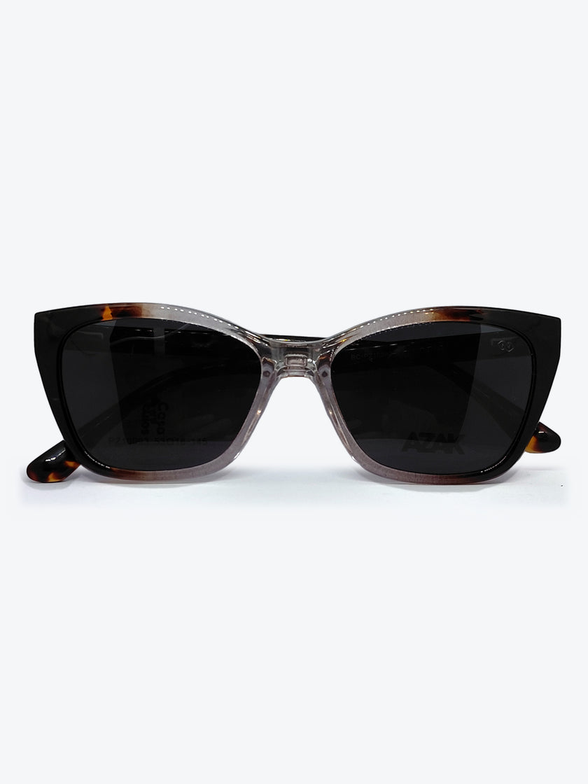 Armação Feminina AZAK PZ10093 Gatinho Tartaruga e Transparente com Clip-on - foto 1