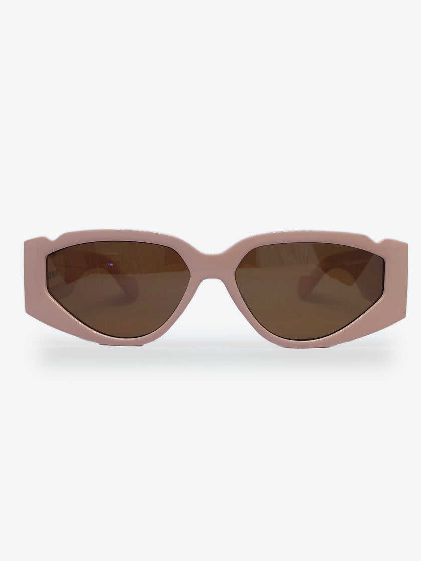 Óculos de Sol YD2100 Geométrico ou Sextavado Rosa Pastel - foto 1