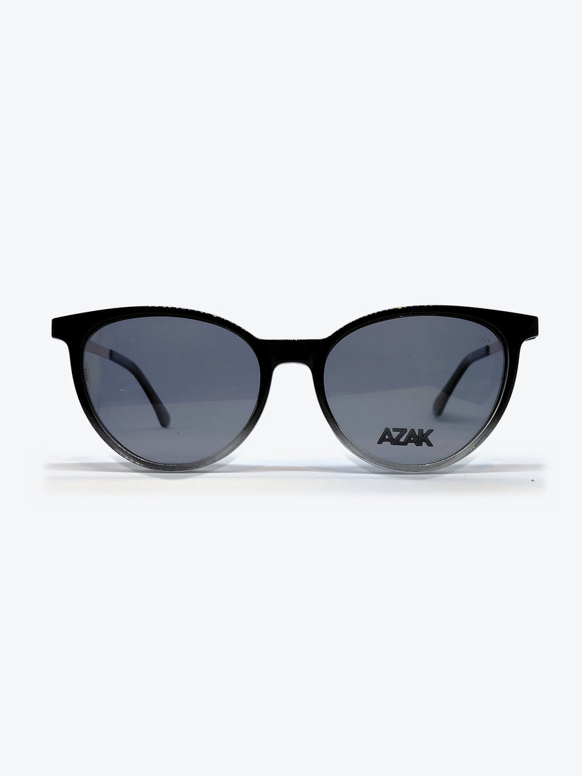 Armação Feminina AZAK 3017 Oval Preto Degradê e Dourado com Clip-on - foto 1