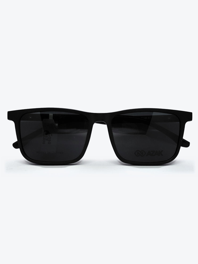 Armação Masculina AZAK W2663 Retangular Preto com Clip-on - foto 1