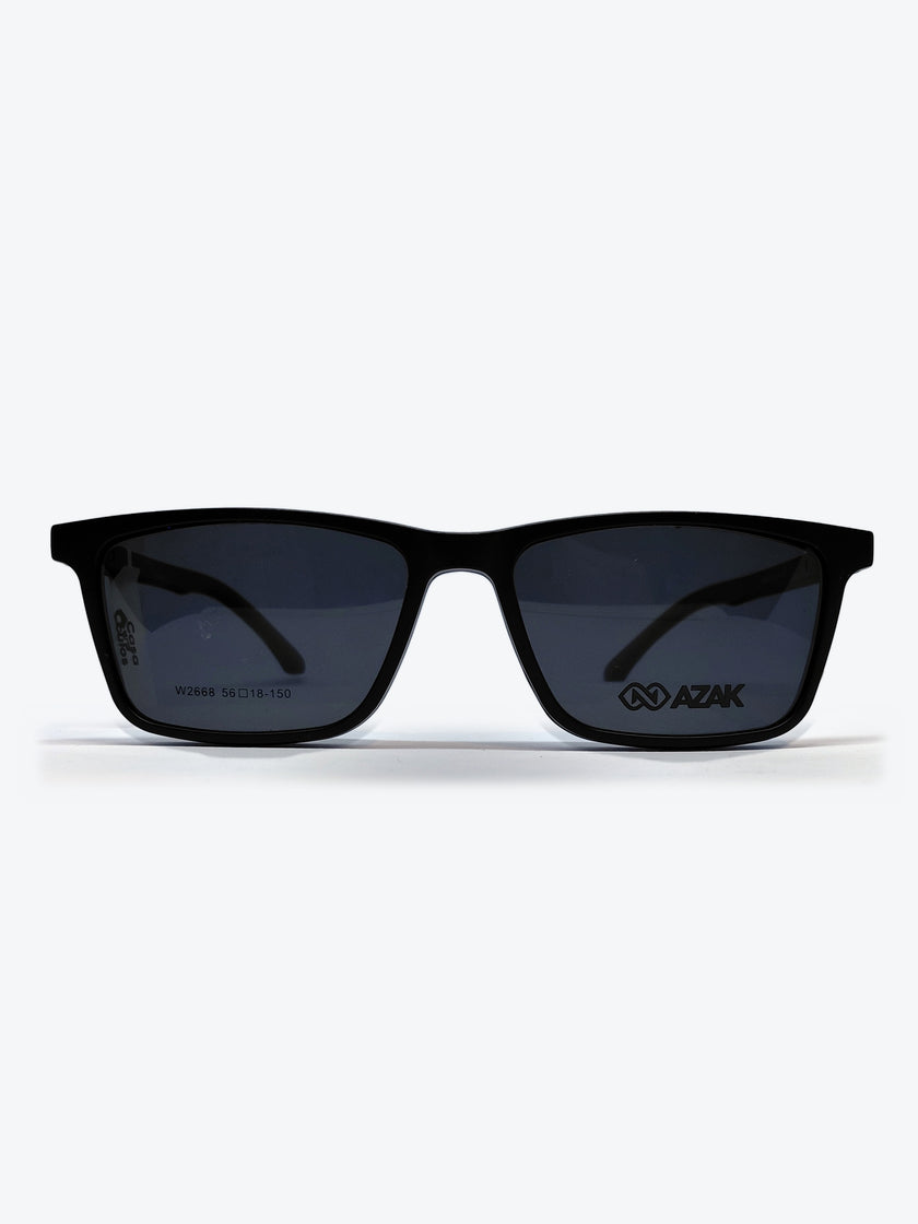 Armação Masculina AZAK W2668 Retangular Preto com Clip-on - foto 1