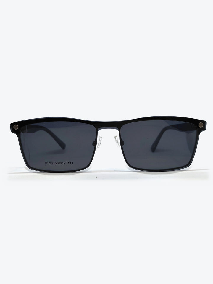 Armação Masculina 6531 Retangular Preto e Azul com Clip-on - foto 1