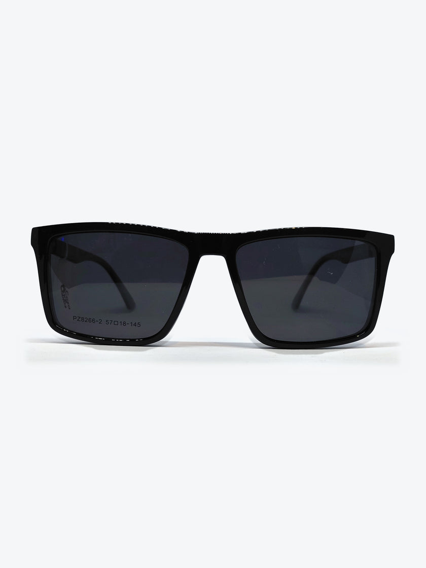 Armação Masculina PZ8266 2 Retangular Preto com Clip-on - foto 1