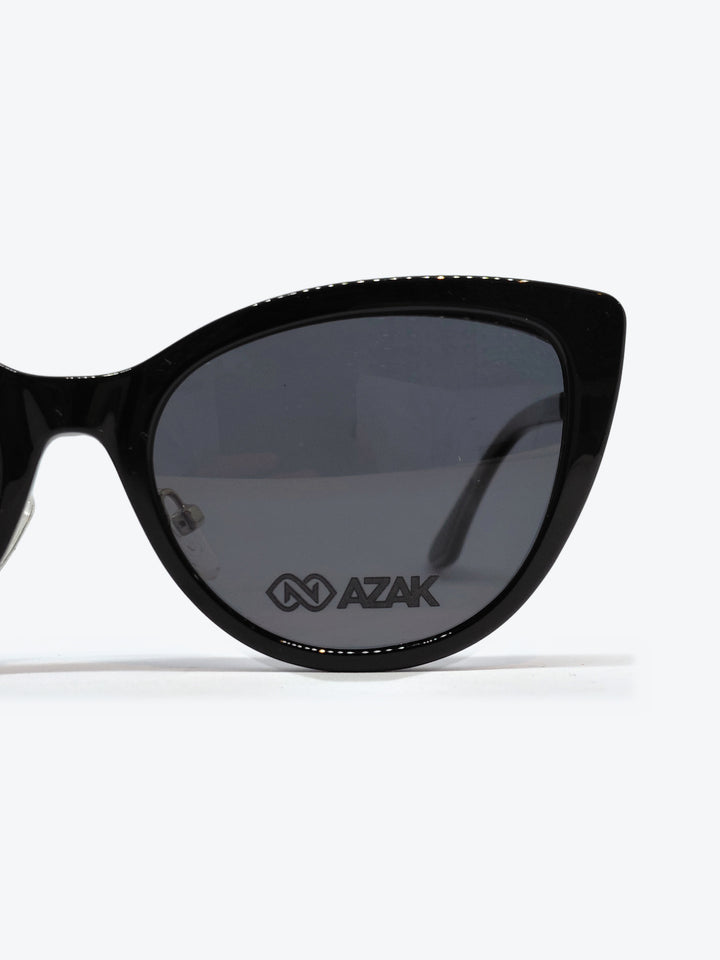 Armação Feminina AZAK PZ10238 Gatinho Preto e Prata com Clip-on - foto 1