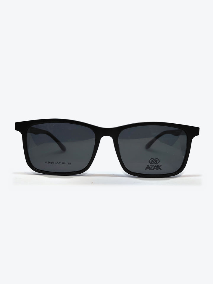 Armação Masculina AZAK W2669 Retangular Preto com Clip-on - foto 1