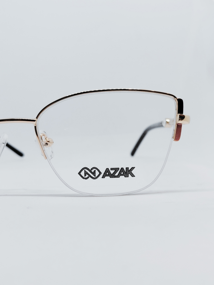 Armação Feminina AZAK HZ4538 Meio Aro (fio de nylon) Dourado e Preto - foto 2