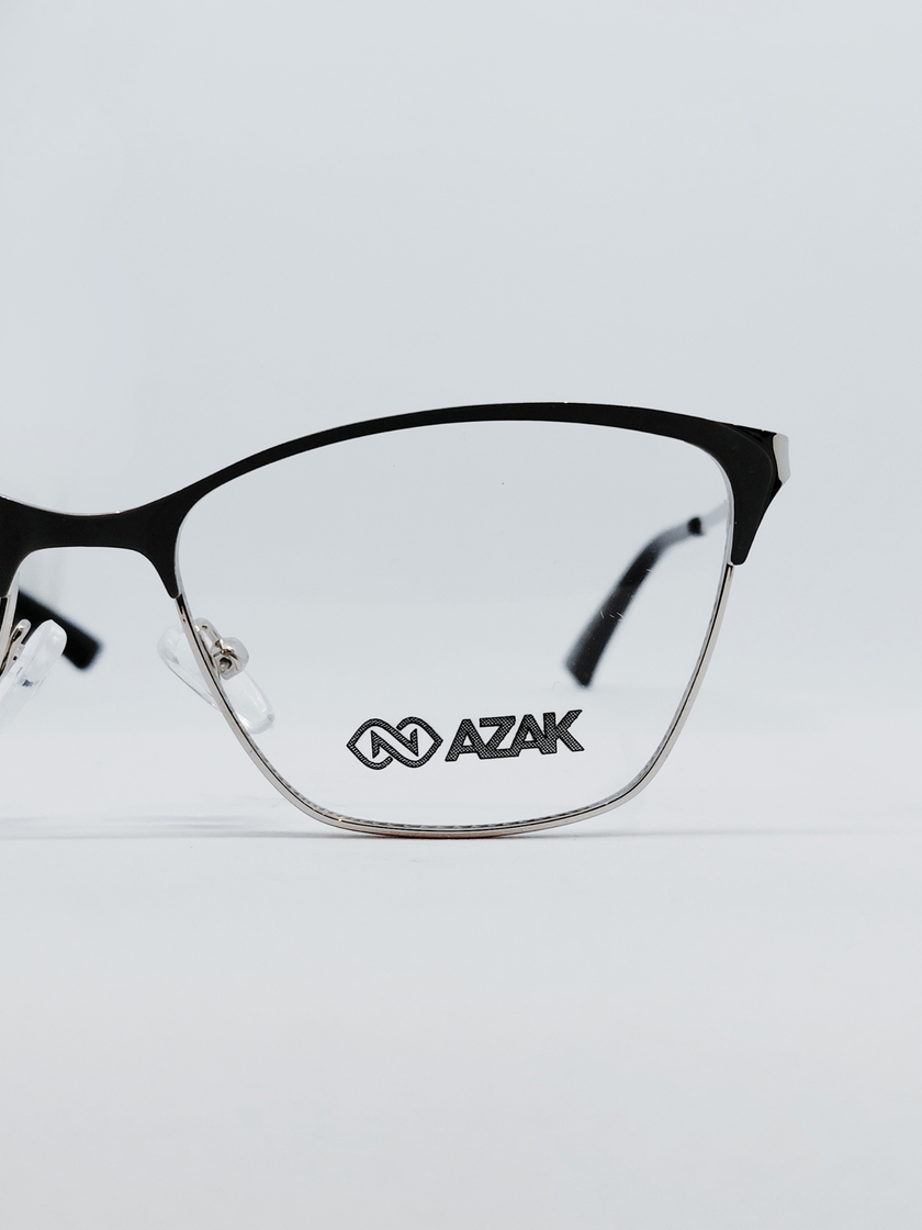 Armação Feminina AZAK JZ3943 Meio Aro (fio de nylon) Prata e Preto - foto 2