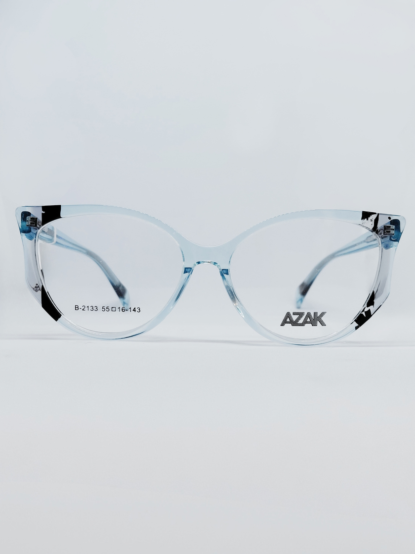 Armação Feminina AZAK B-2133 Gatinho Azul Translúcido e Preto - foto 2