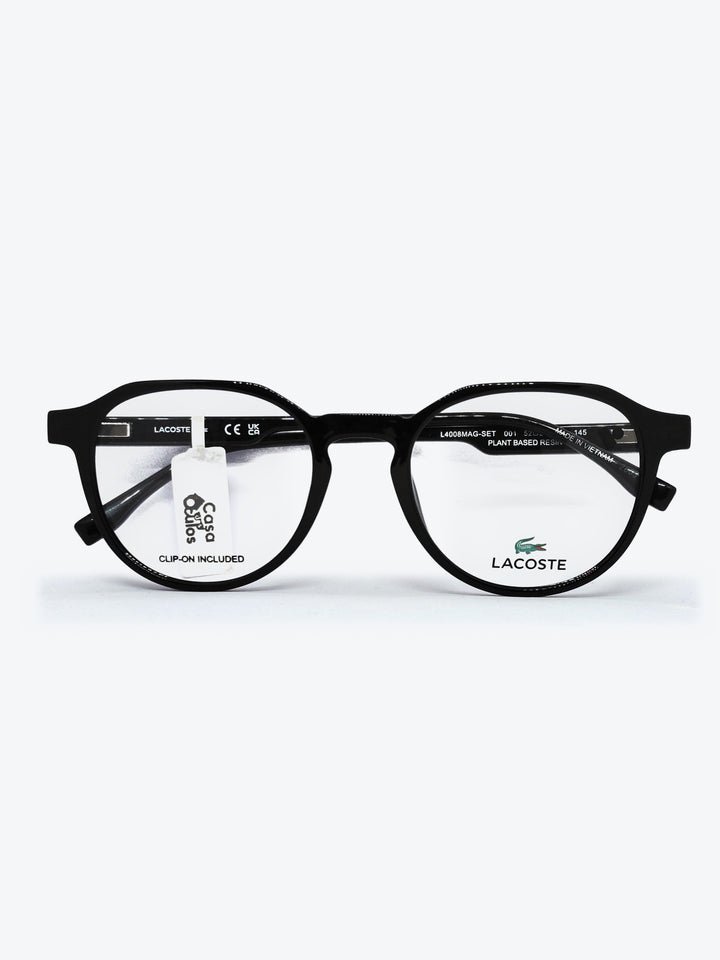 Armação Masculina Lacoste L4008 Geométrica ou Sextavada Preto com Clip-on - foto 2