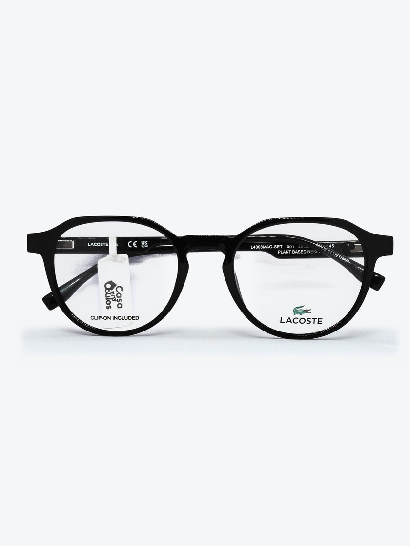 Armação Masculina Lacoste L4008 Geométrica ou Sextavada Preto com Clip-on - foto 2