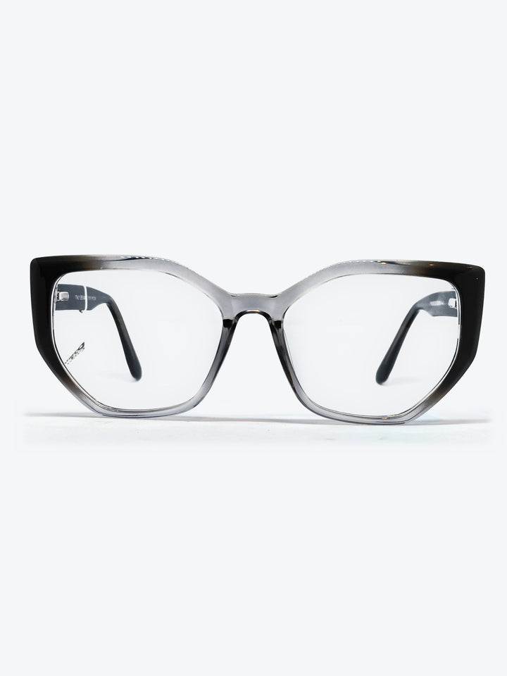 Armação Feminina YY6125 Geométrica ou Sextavada Cinza e Transparente com Clip-on - foto 2