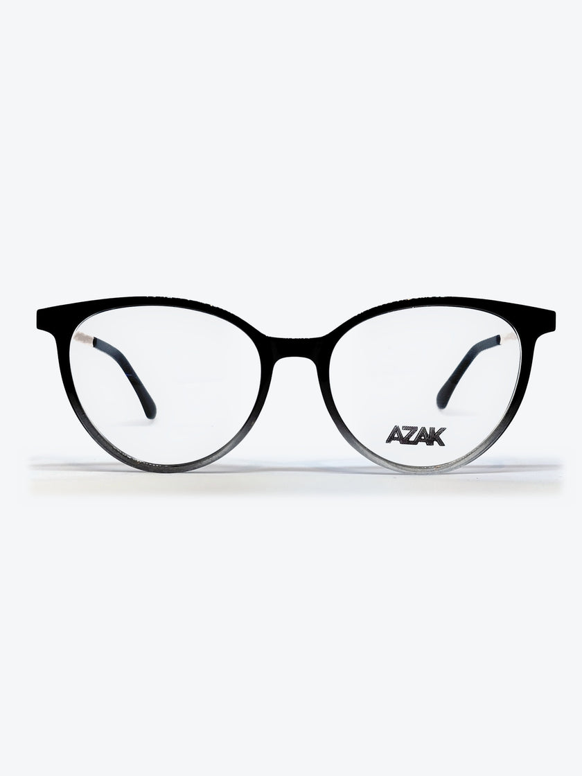 Armação Feminina AZAK 3017 Oval Preto Degradê e Dourado com Clip-on - foto 2