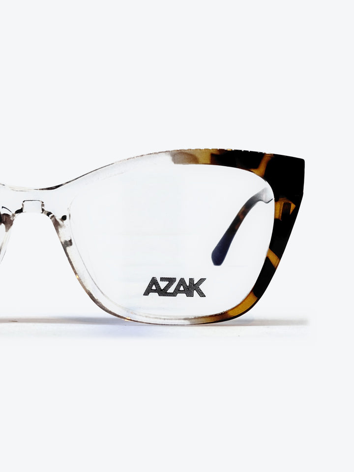 Armação Feminina AZAK PZ10093 Gatinho Tartaruga e Transparente com Clip-on - foto 2