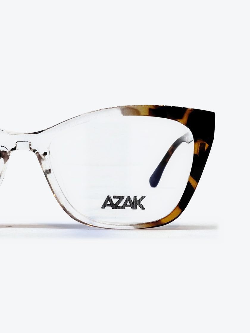 Armação Feminina AZAK PZ10093 Gatinho Tartaruga e Transparente com Clip-on - foto 2