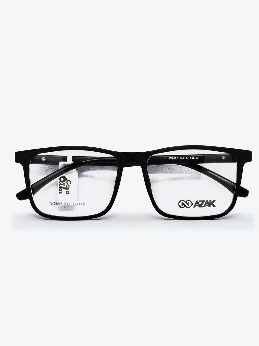 Armação Masculina AZAK W2663 Retangular Preto com Clip-on - foto 2