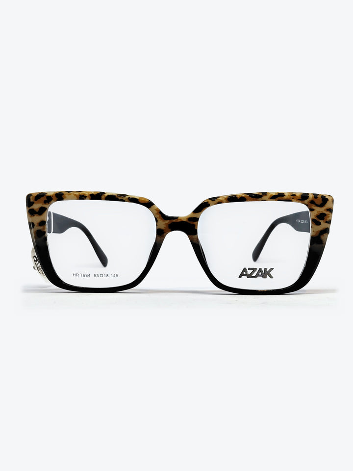Armação Feminina AZAK HR T684 Gatinho Animal Print e Preto com Clip-on - foto 2