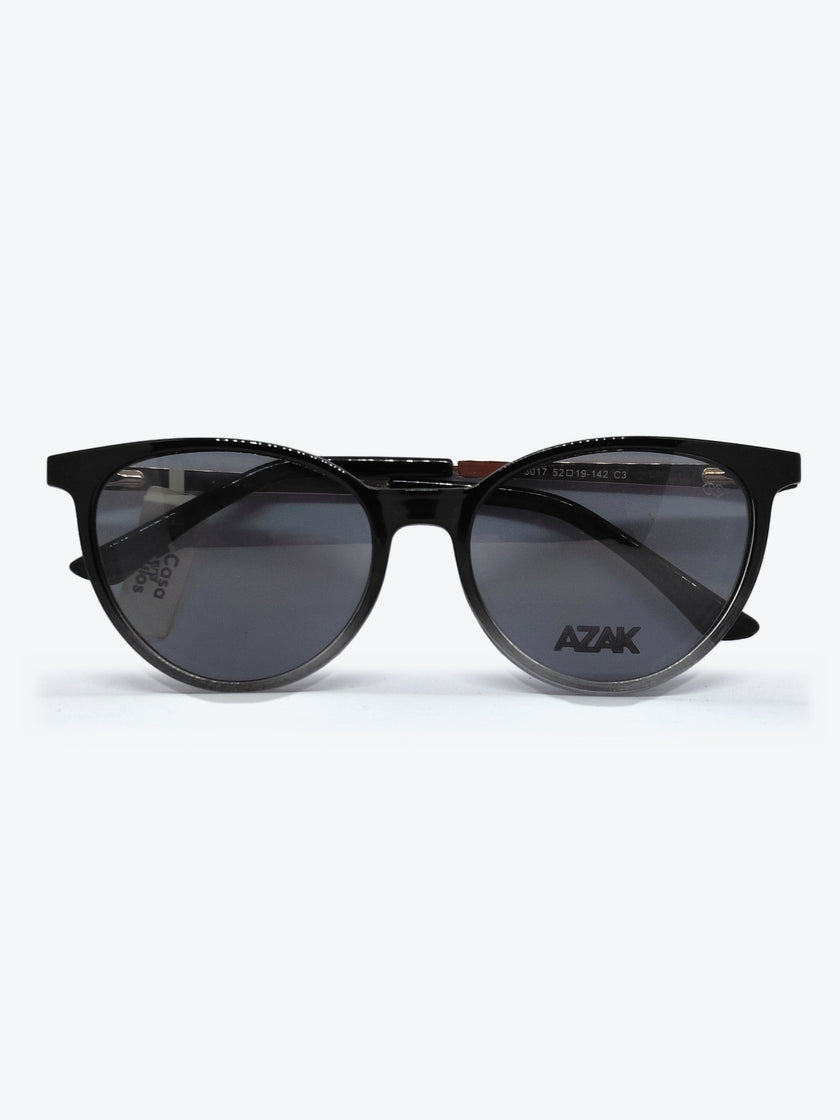Armação Feminina AZAK 3017 Oval Preto Degradê e Dourado com Clip-on - foto 3