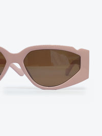 Óculos de Sol YD2100 Geométrico ou Sextavado Rosa Pastel - foto 3