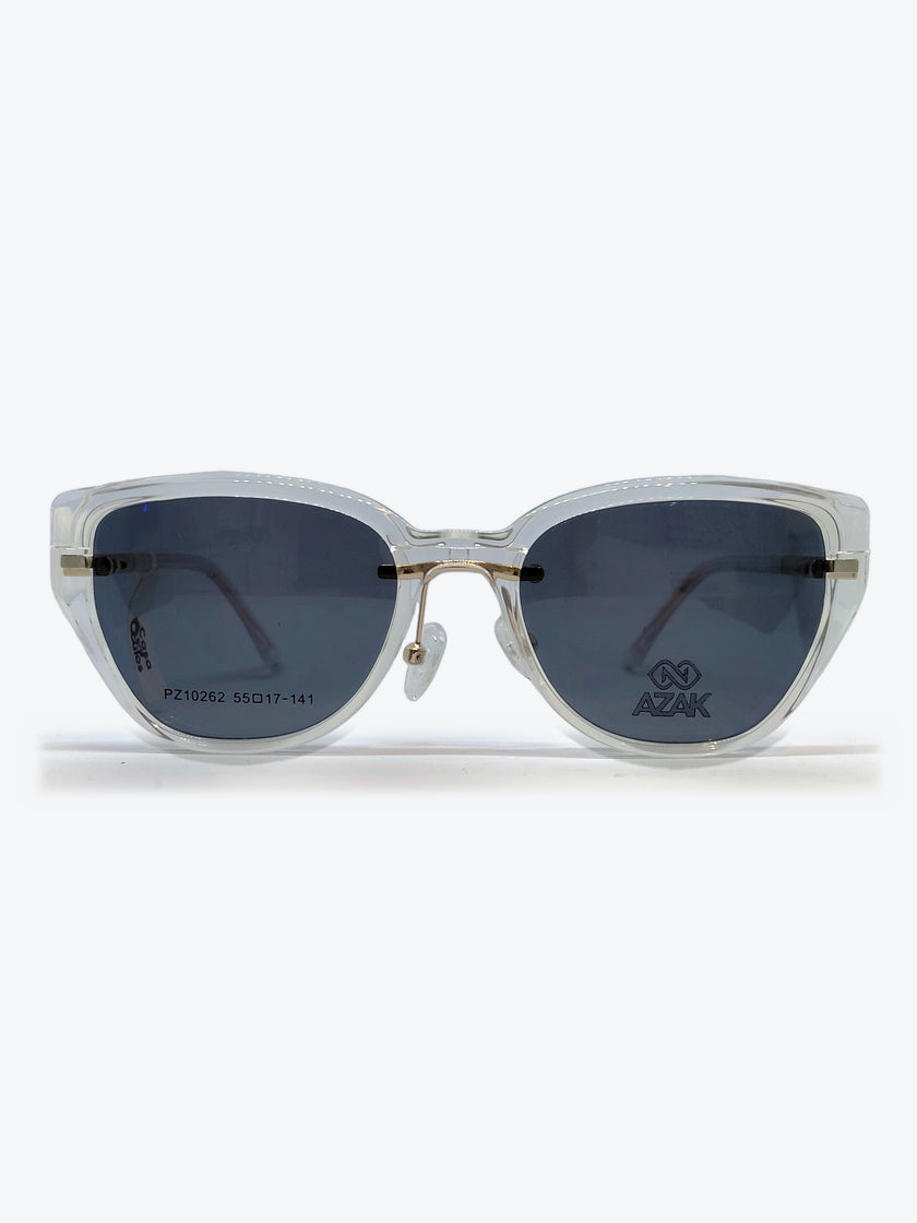 Armação Feminina AZAK PZ10262 Sem Aro Dourado e Transparente com Clip-on - foto 3