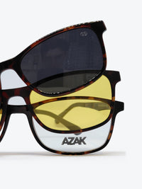Armação Feminina AZAK T620 Retangular Tartaruga com Clip-on - foto 3