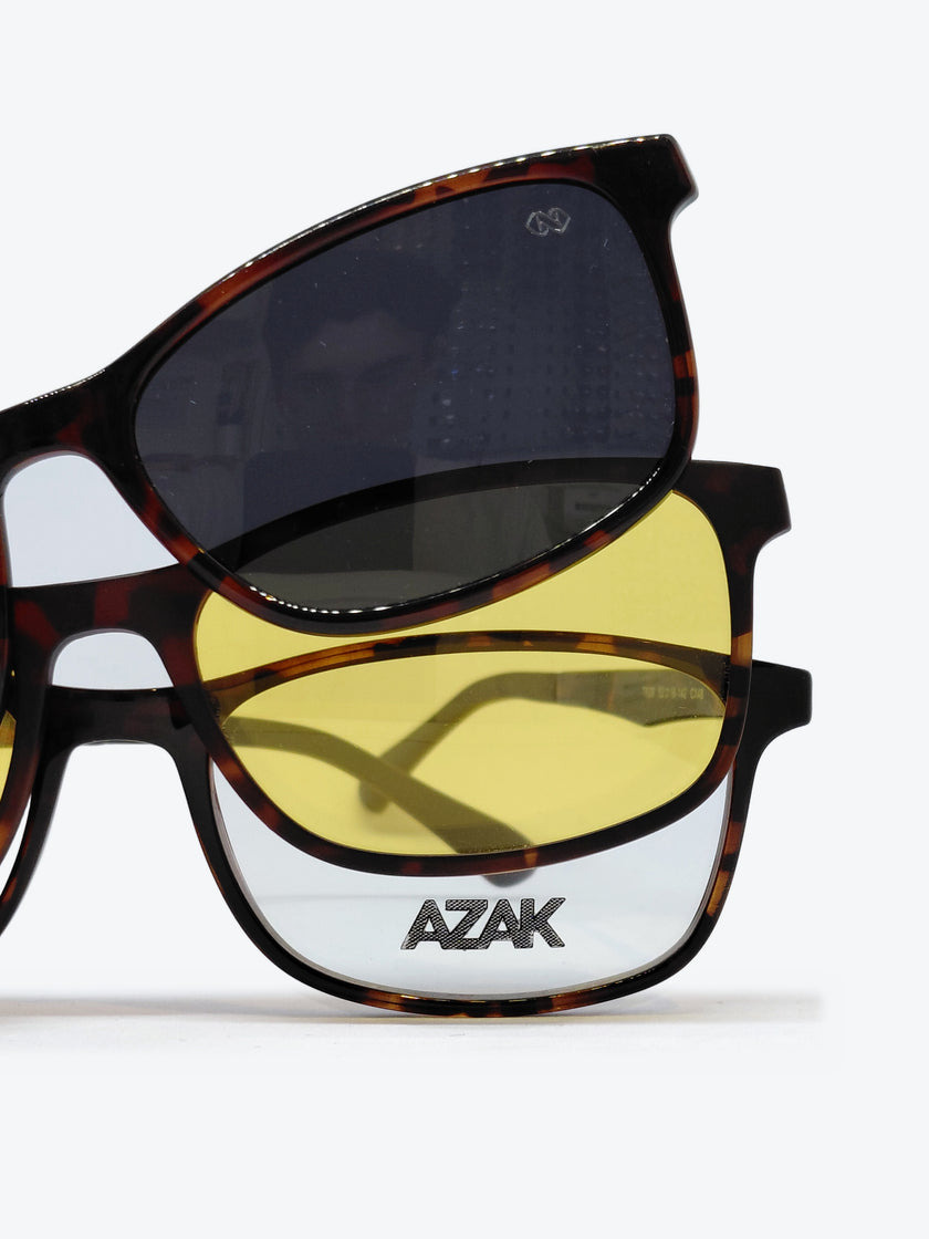 Armação Feminina AZAK T620 Retangular Tartaruga com Clip-on - foto 3