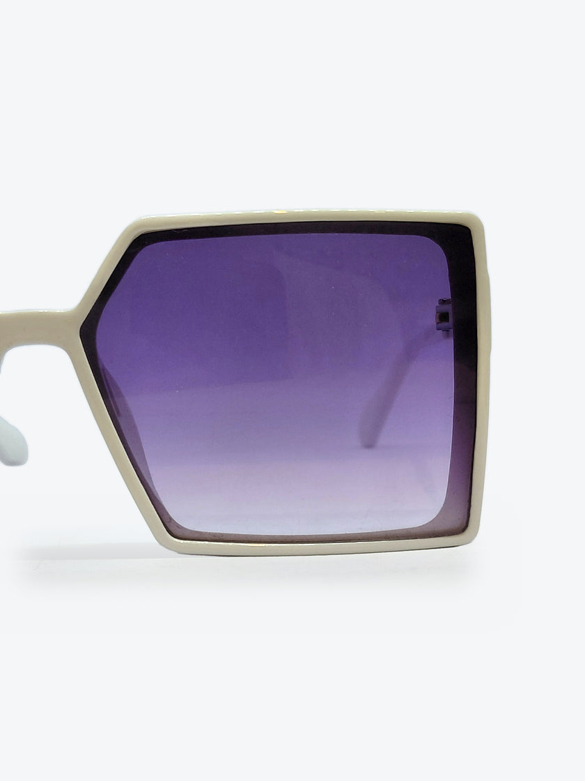 Óculos de Sol 22042 Geométrico ou Sextavado Branco, Dourado e Roxo - foto 3