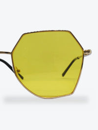 Óculos de Sol 9819 Geométrico ou Sextavado Dourado e Lentes Amarelas - foto 3