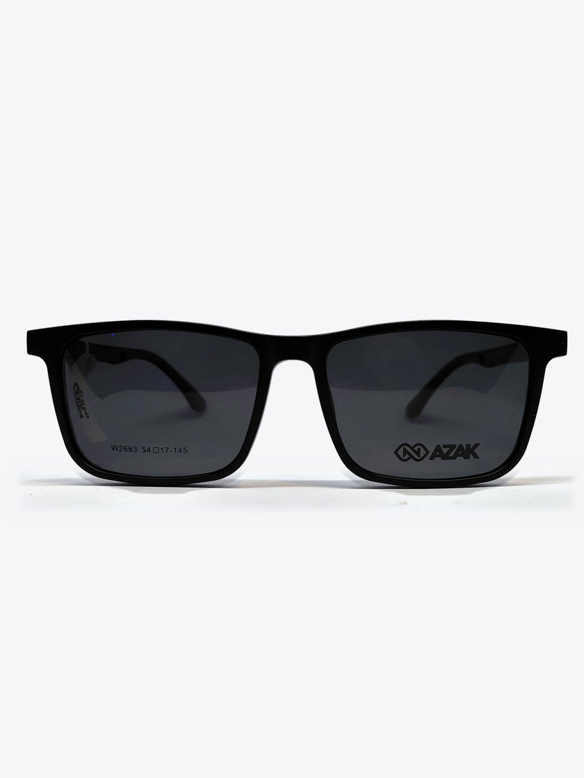 Armação Masculina AZAK W2663 Retangular Preto com Clip-on - foto 3