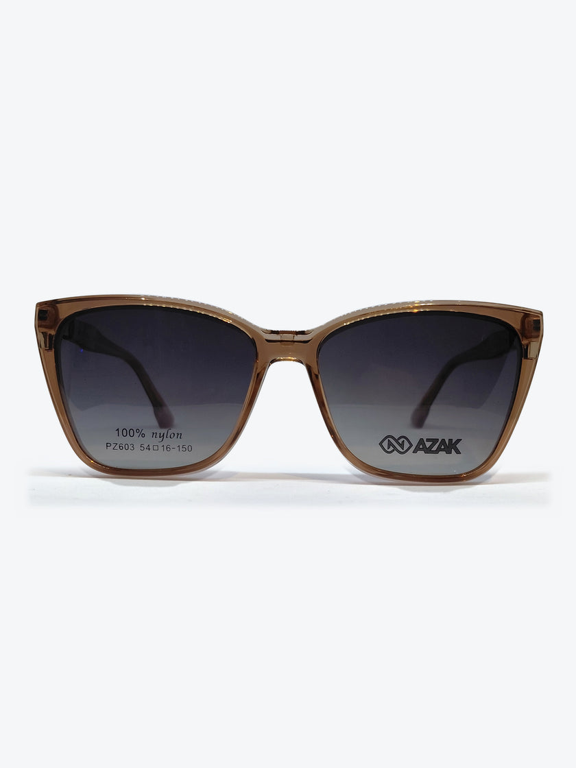 Armação Feminina AZAK PZ603 C5 Gatinho Marrom Claro com Clip-on - foto 3