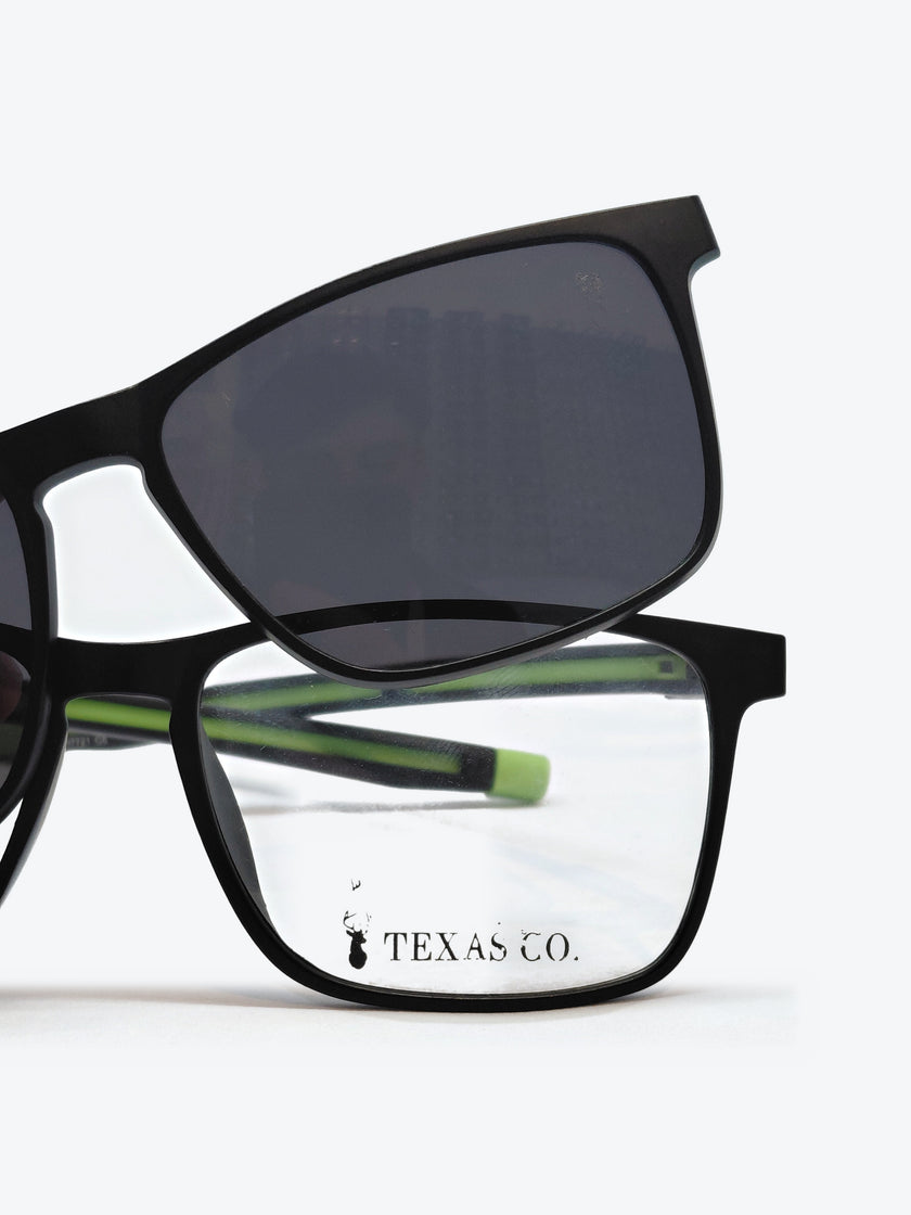 Armação Masculina 97721 Retangular Preto e Verde com Clip-on - foto 3
