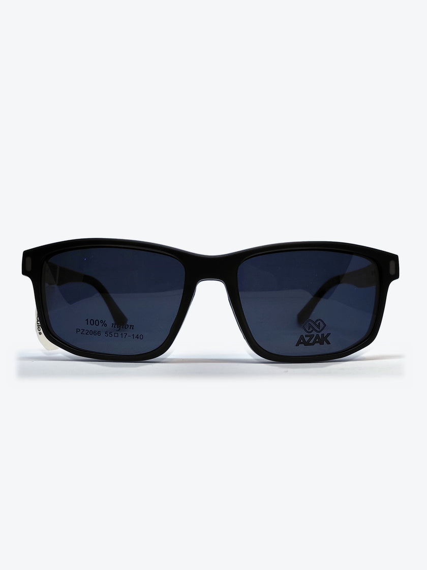 Armação Masculina AZAK PZ2066 Retangular Cinza e Madeira com Clip-on - foto 3