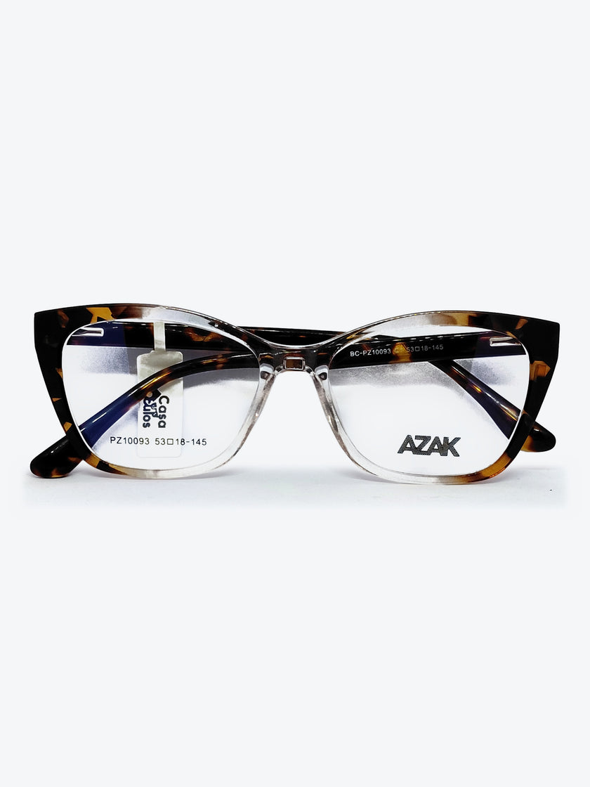 Armação Feminina AZAK PZ10093 Gatinho Tartaruga e Transparente com Clip-on - foto 3