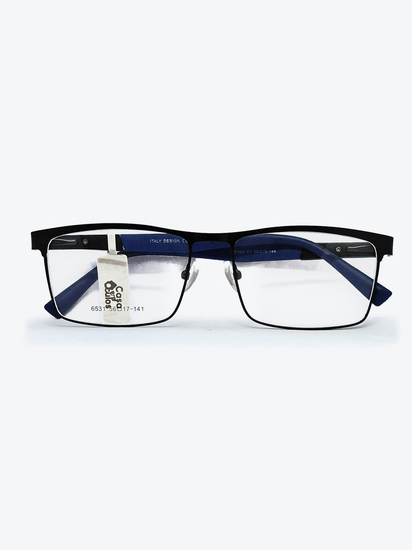 Armação Masculina 6531 Retangular Preto e Azul com Clip-on - foto 3