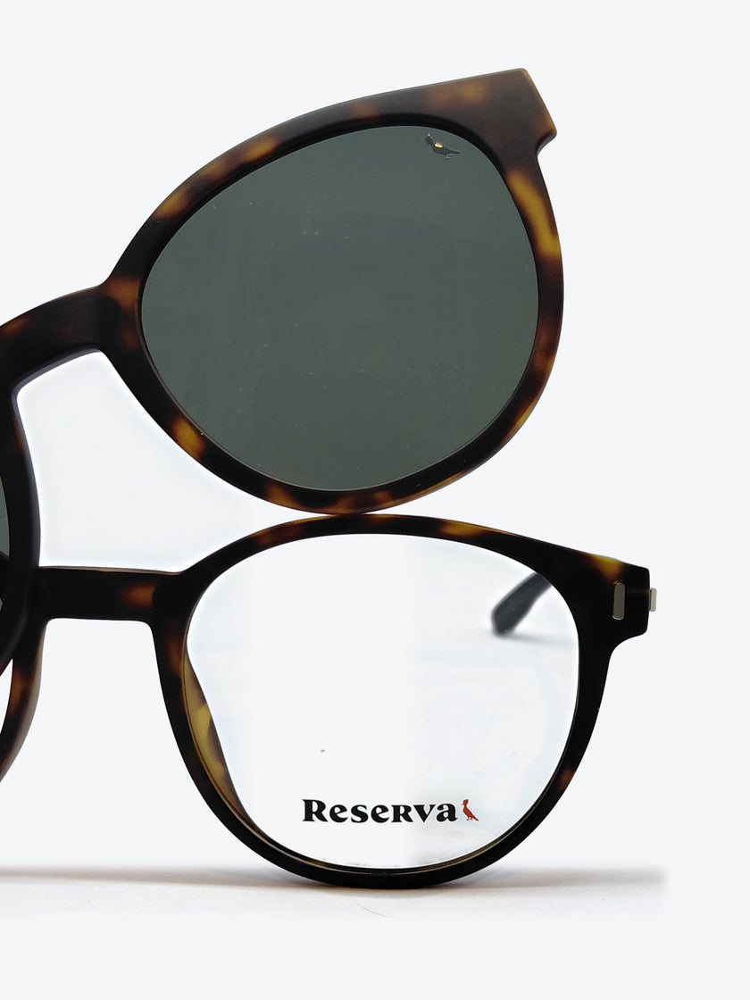 Armação Masculina Reserva RSV2621 Redonda Preto e Amarelo Tartaruga com Clip-on - foto 4
