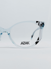Armação Feminina AZAK B-2133 Gatinho Azul Translúcido e Preto - foto 4