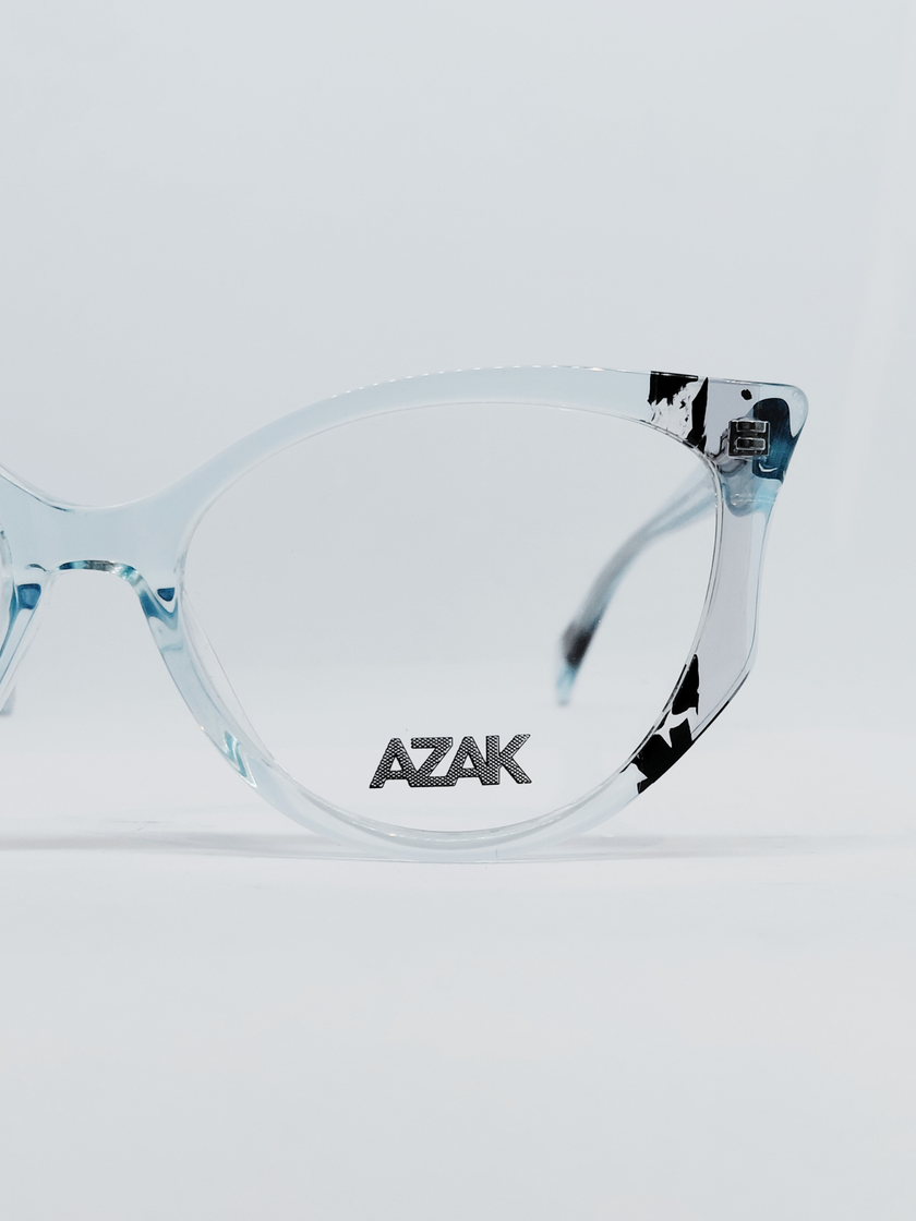 Armação Feminina AZAK B-2133 Gatinho Azul Translúcido e Preto - foto 4