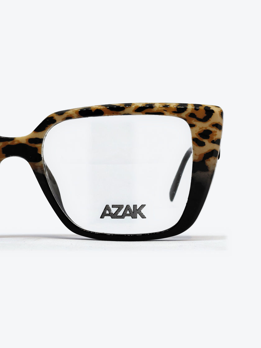 Armação Feminina AZAK HR T684 Gatinho Animal Print e Preto com Clip-on - foto 4