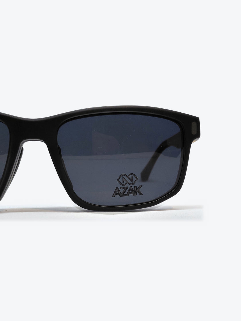 Armação Masculina AZAK PZ2066 Retangular Cinza e Madeira com Clip-on - foto 4