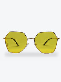 Óculos de Sol 9819 Geométrico ou Sextavado Dourado e Lentes Amarelas - foto 4