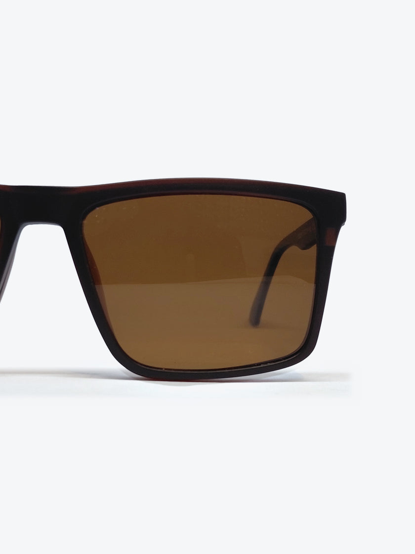Armação Masculina PZ8266-2 Retangular Marrom com Clip-on - foto 4