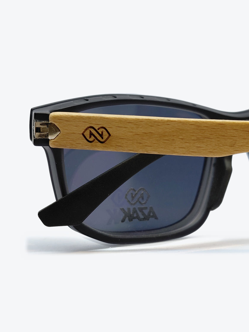 Armação Masculina AZAK PZ2066 Retangular Cinza e Madeira com Clip-on - foto 5